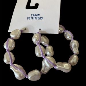 Urban Outfitters Lilac and Pearl Like Hoop Earrings NWT